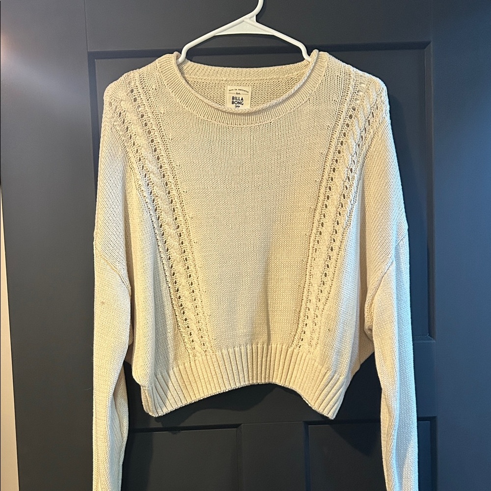 Billabong Cream Crew Neck Cropped Sweater